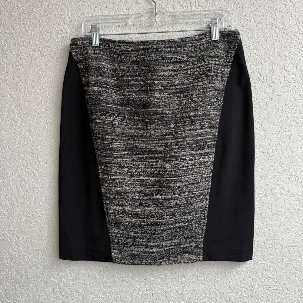 Ann Taylor Tweed Pencil Skirt Black Wool Blend Mixed Media Women’s Size 10